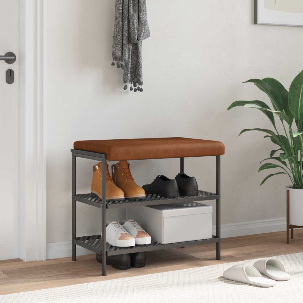 vidaXL Bänk kudde Konstläder Brun Djup 35 cm