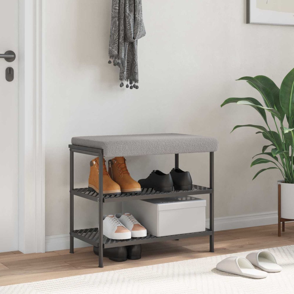 vidaXL Bänk kudde Sherpa tyg Ljusgrå Djup 35 cm