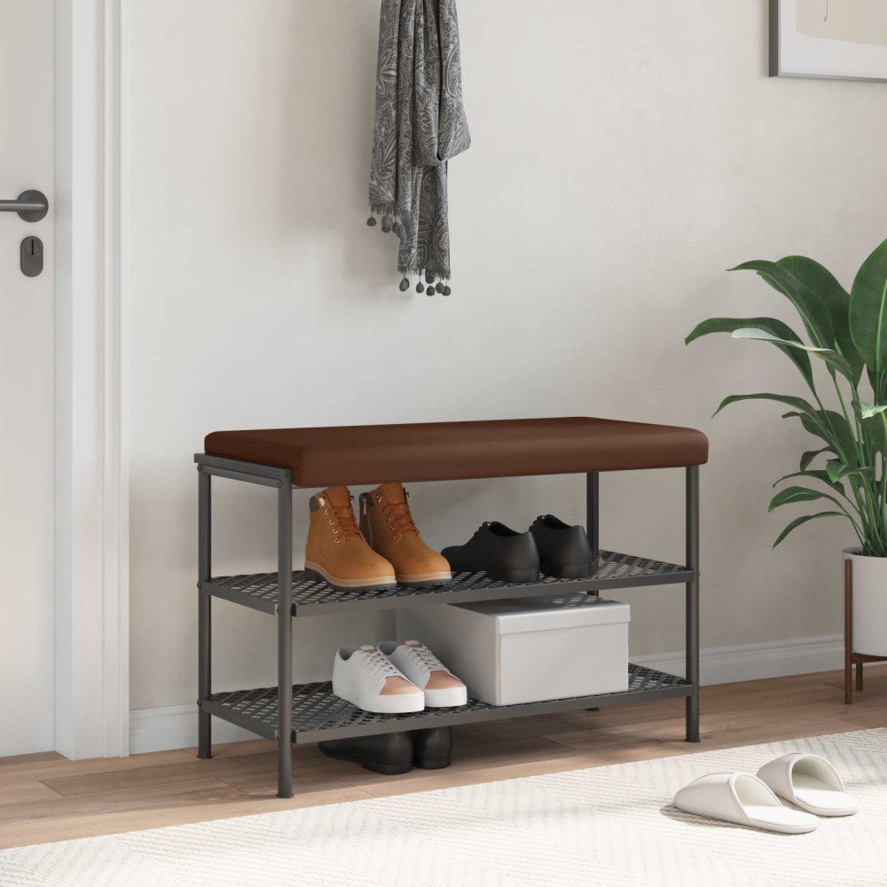 vidaXL Bänk kudde Konstläder Brun Djup 35 cm