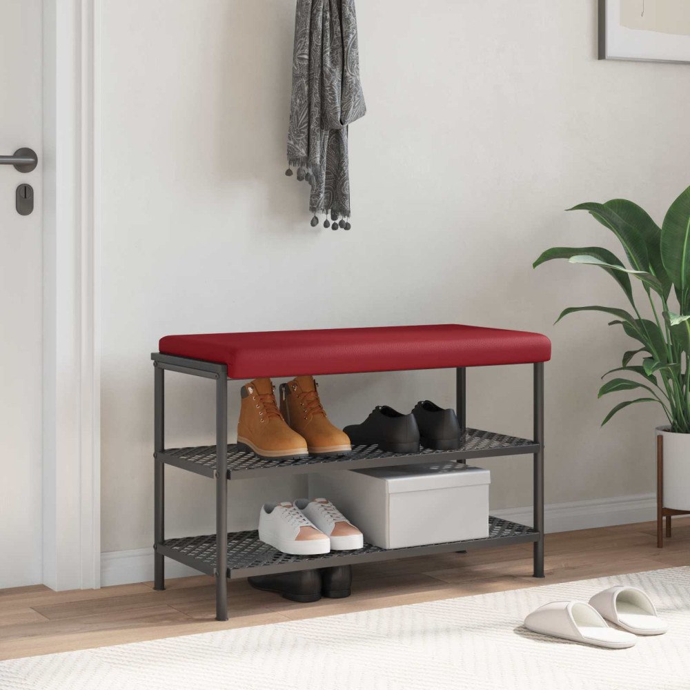 vidaXL Bänk kudde Konstläder Vinröd Djup 35 cm