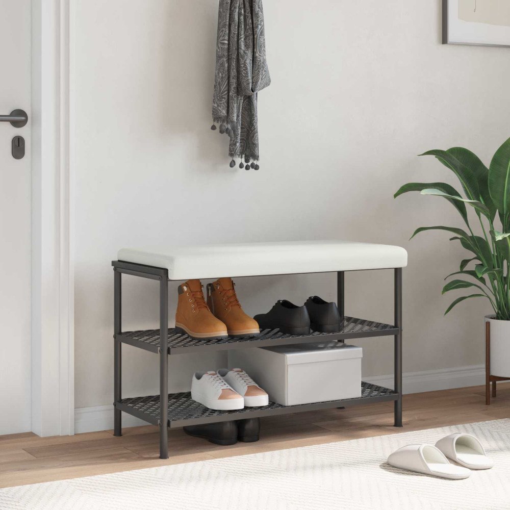 vidaXL Bänk kudde Konstläder Vit Djup 35 cm