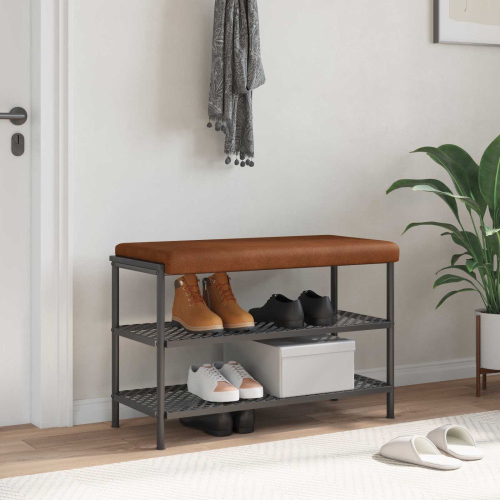 vidaXL Bänk kudde Konstläder Brun Djup 35 cm