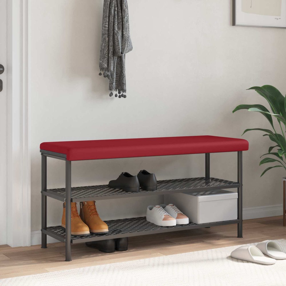 vidaXL Bänk kudde Konstläder Vinröd Djup 35 cm