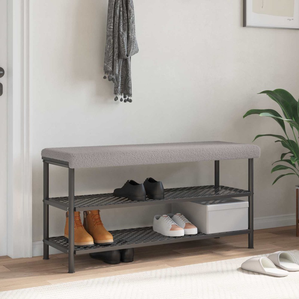 vidaXL Bänk kudde Sherpa tyg Ljusgrå Djup 35 cm