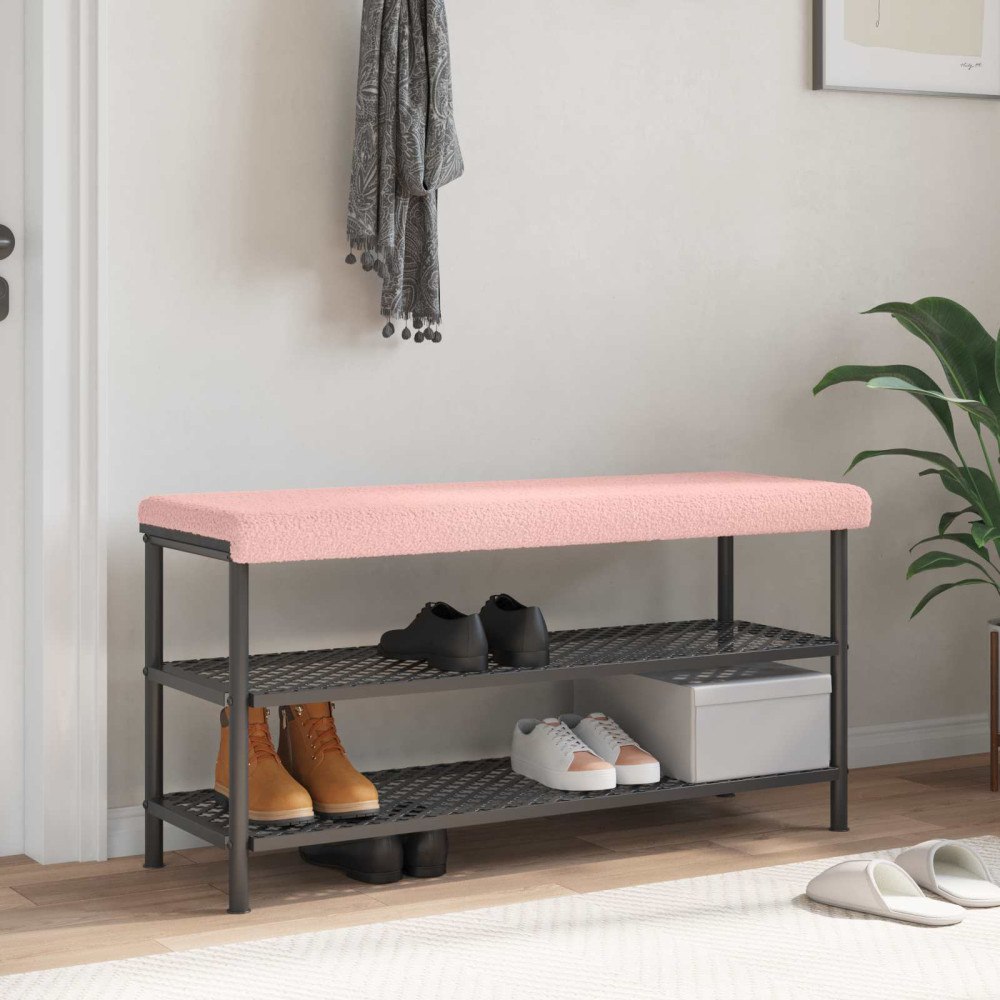vidaXL Bänk kudde Sherpa tyg Rosa Djup 35 cm