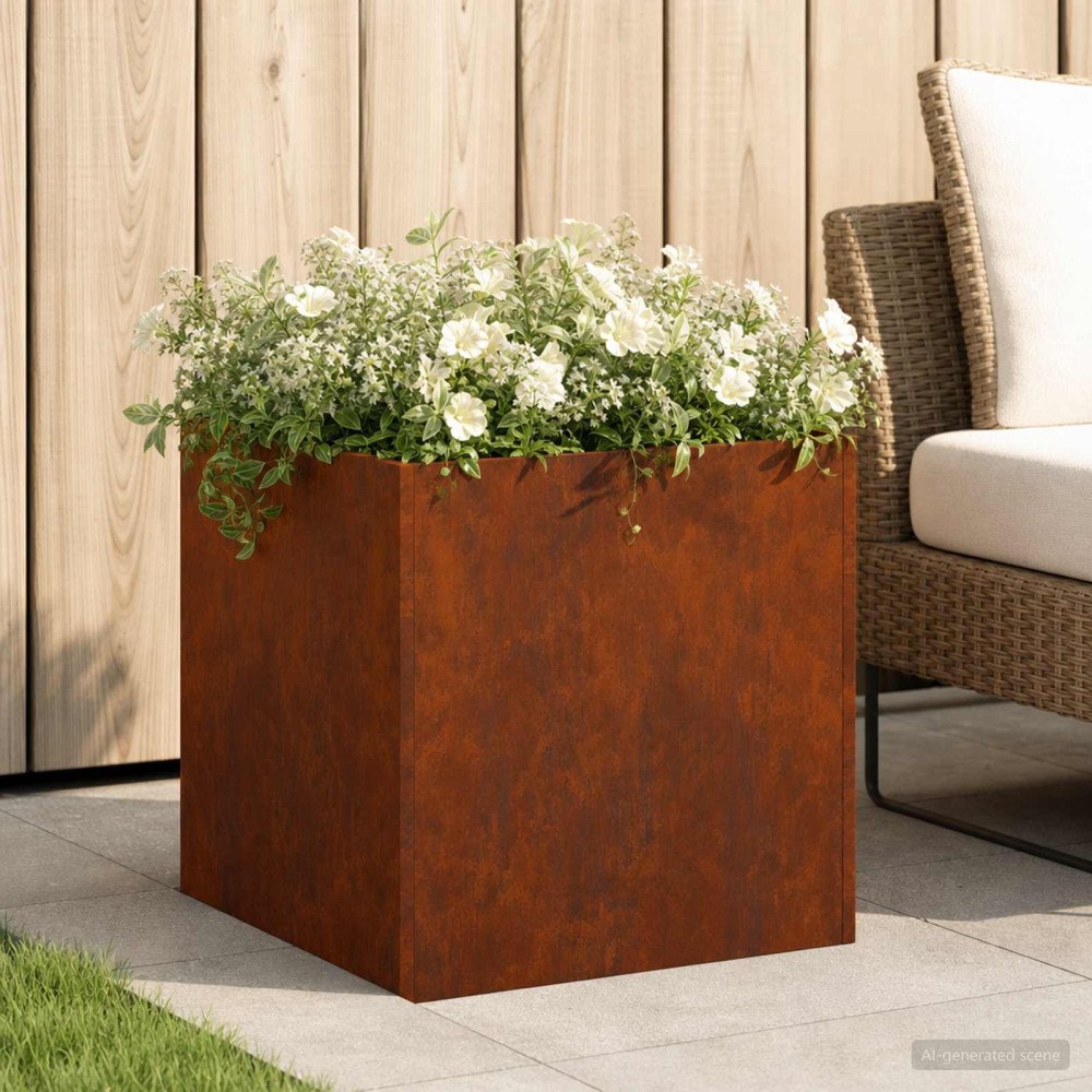 vidaXL Trädgårdsplanterare Rostig 20 x 20 x 20 cm Väderbeständig stål