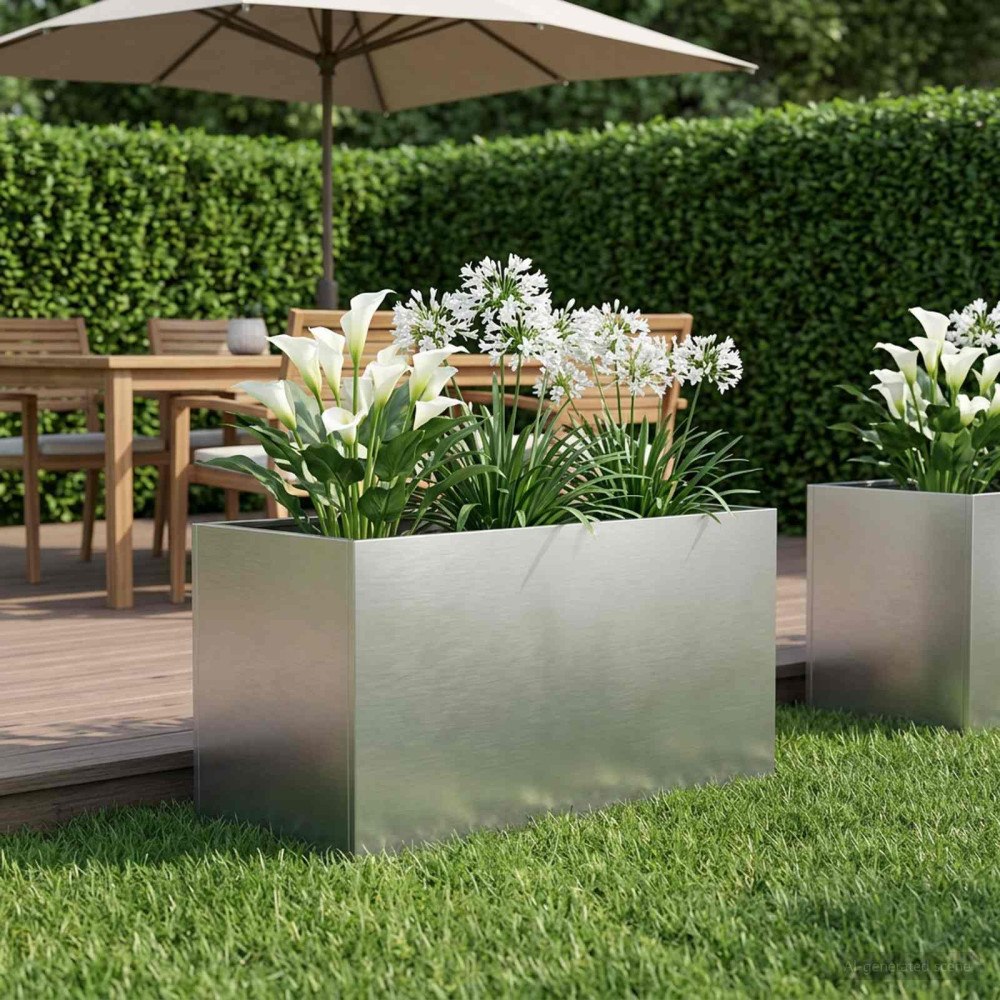 vidaXL Trädgårdsplanterare Silver 80 x 50 x 50 cm Rostfritt stål