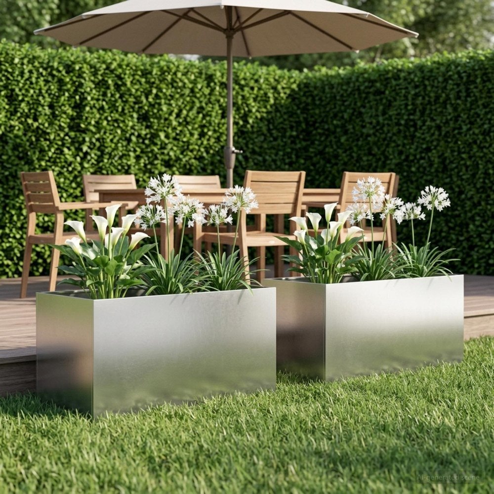 vidaXL Trädgårdsplanterare 2 st Silver 80 x 50 x 50 cm Rostfritt stål