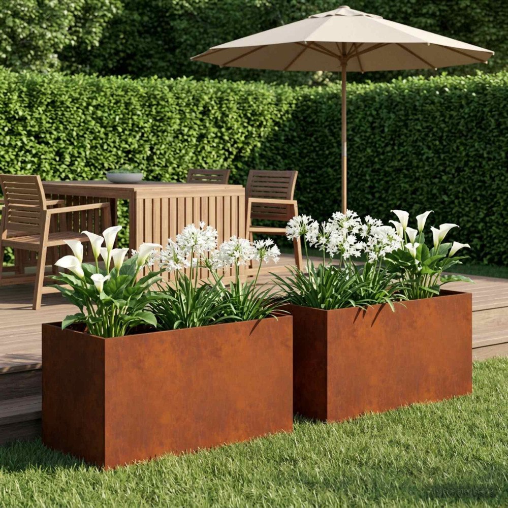 vidaXL Trädgårdsplanterare 2 st Rostig 100 x 50 x 50 cm