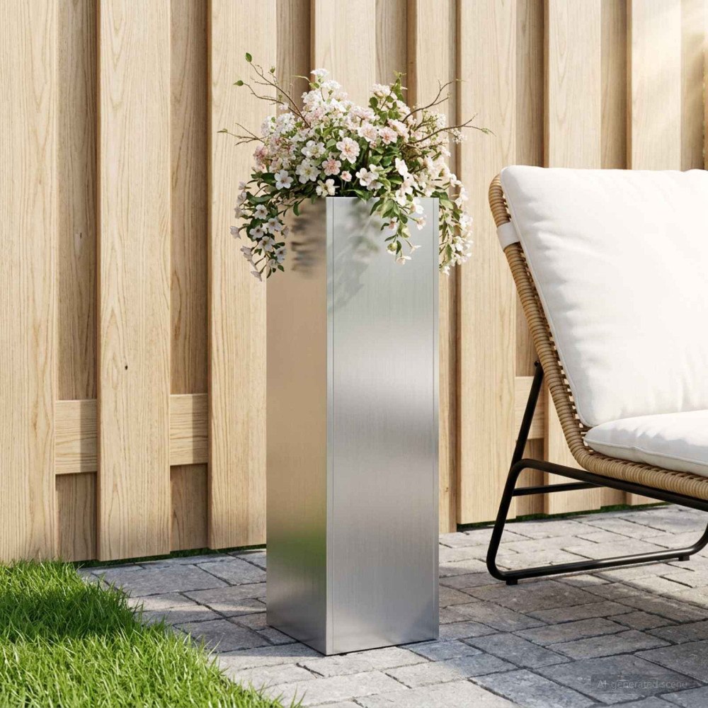 vidaXL Trädgårdsplanterare Silver 20 x 20 x 75 cm Galvaniserat stål