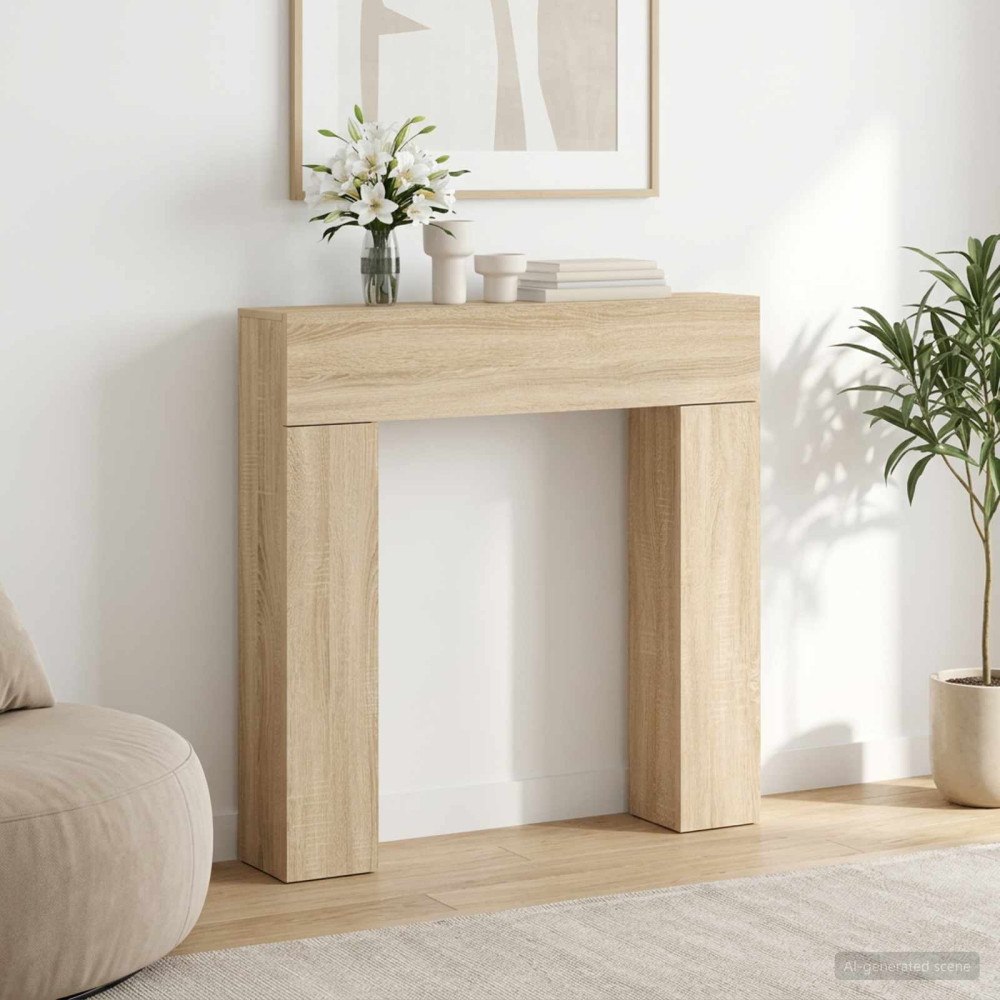 vidaXL Eldstadsram Sonoma-ek 102 x 18 x 100,5 cm Konstruerat trä