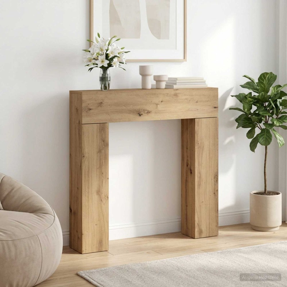 vidaXL Eldstadsram Artisan-ek 102 x 18 x 100,5 cm Konstruerat trä