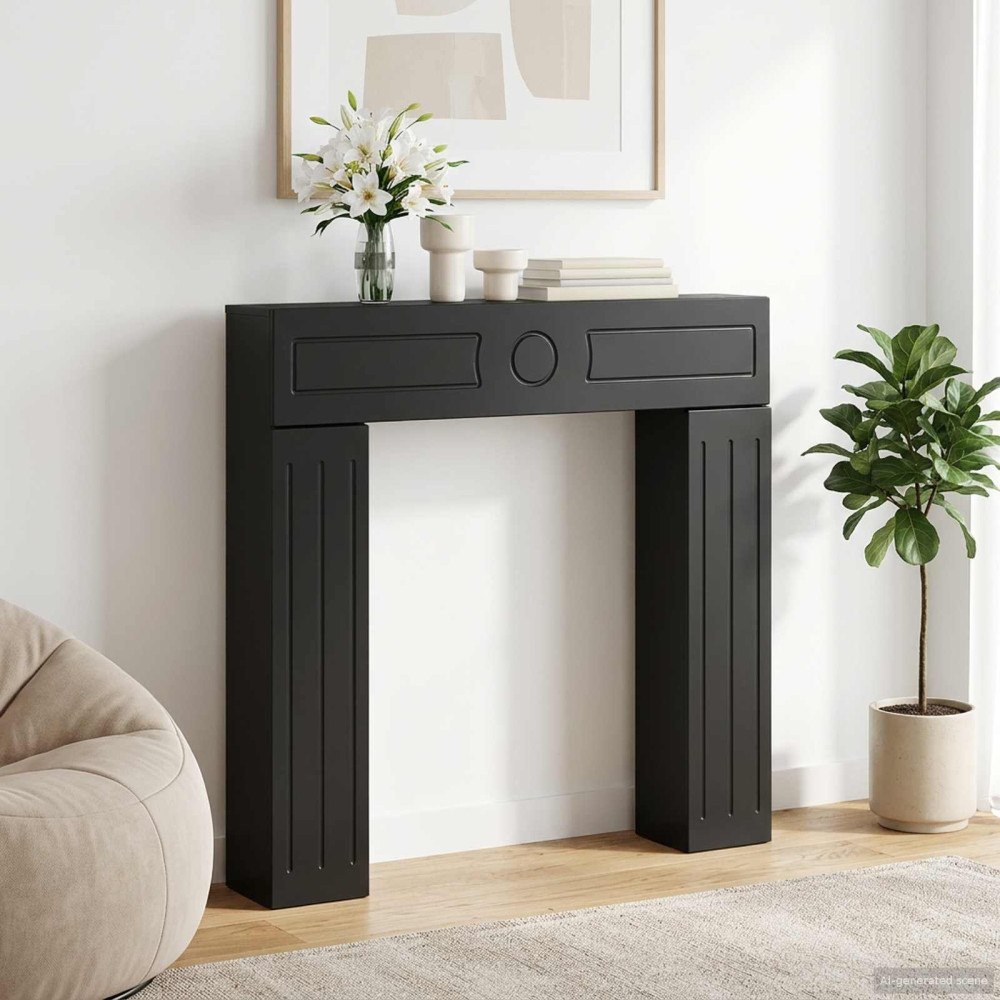 vidaXL Eldstadsram Svart 102 x 18 x 100,5 cm Konstruerat trä