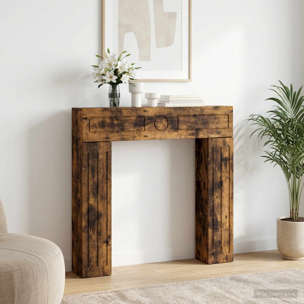 vidaXL Eldstadsram Rökt ek 102 x 18 x 100,5 cm Konstruerat trä