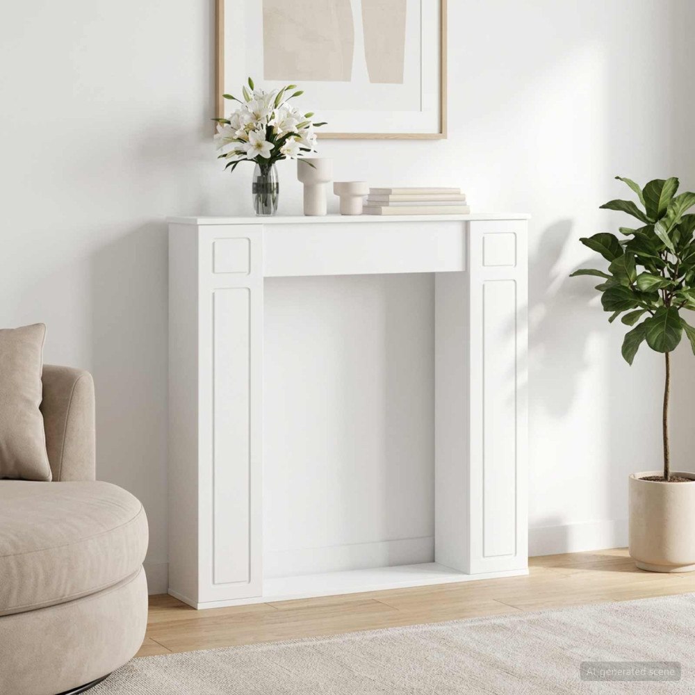 vidaXL Eldstadsram Vit 100 x 20 x 100 cm Konstruerat trä
