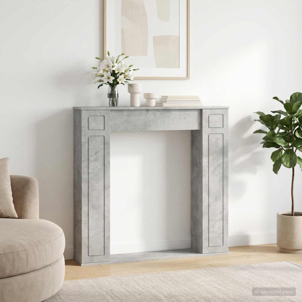 vidaXL Eldstadsram Betonggrå 100 x 20 x 100 cm Konstruerat trä