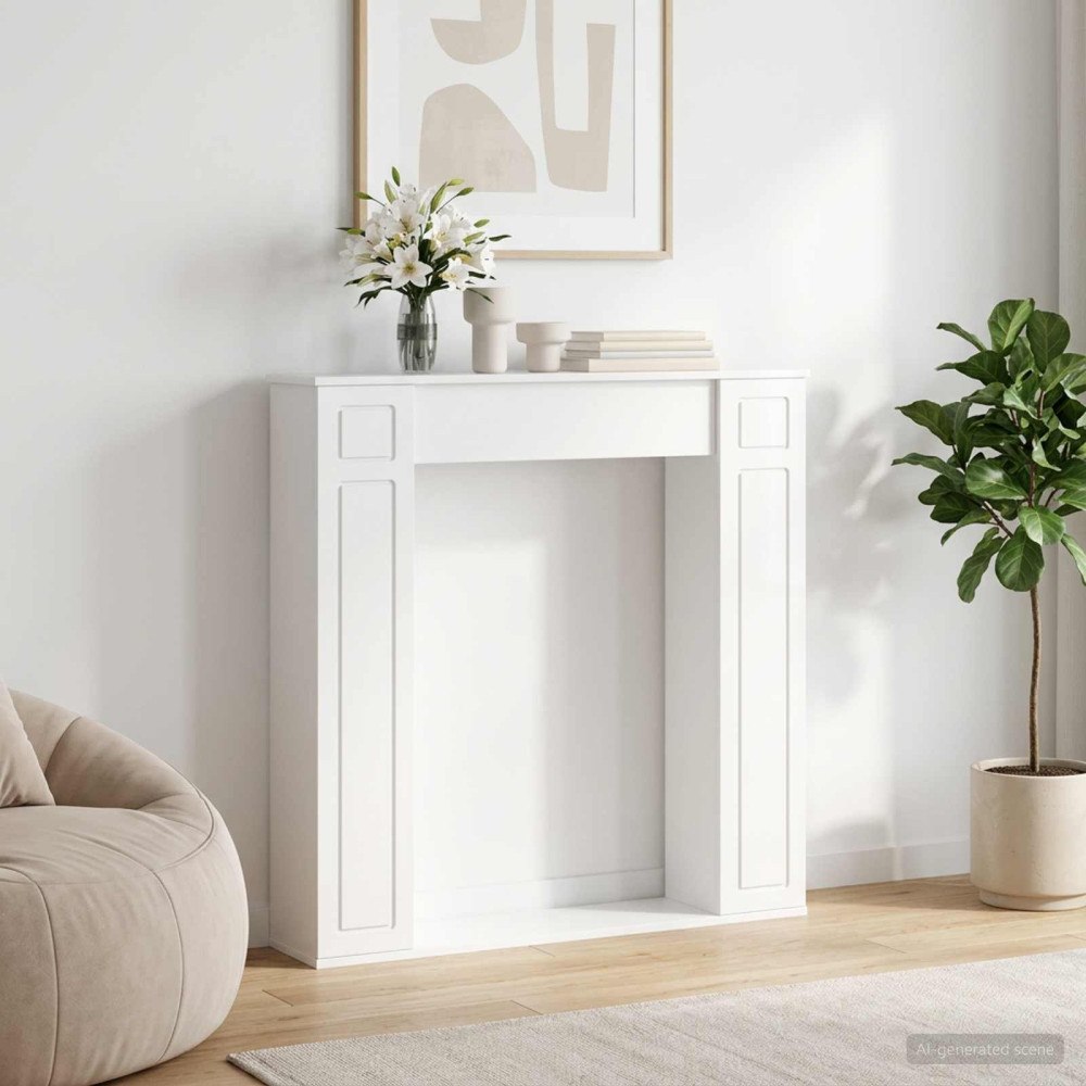 vidaXL Eldstadsram Vit högglans 100 x 20 x 100 cm Konstruerat trä