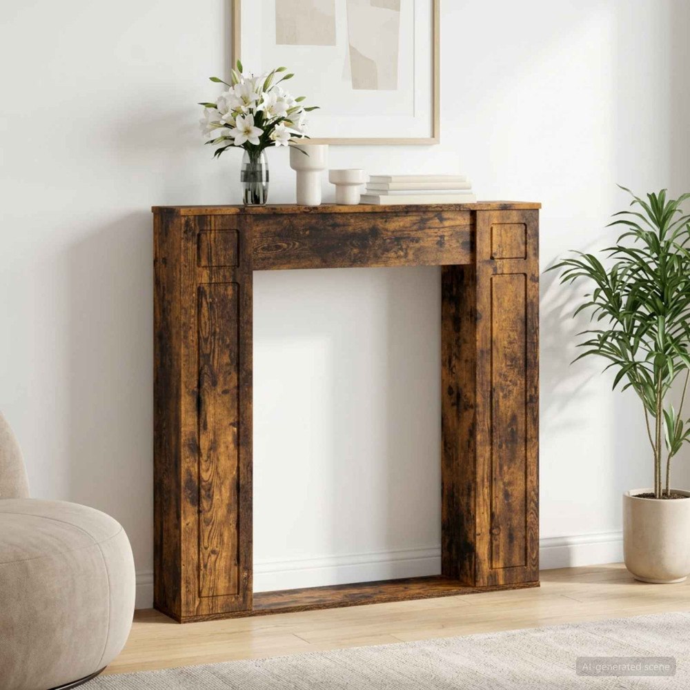 vidaXL Eldstadsram Rökt ek 100 x 20 x 100 cm Konstruerat trä