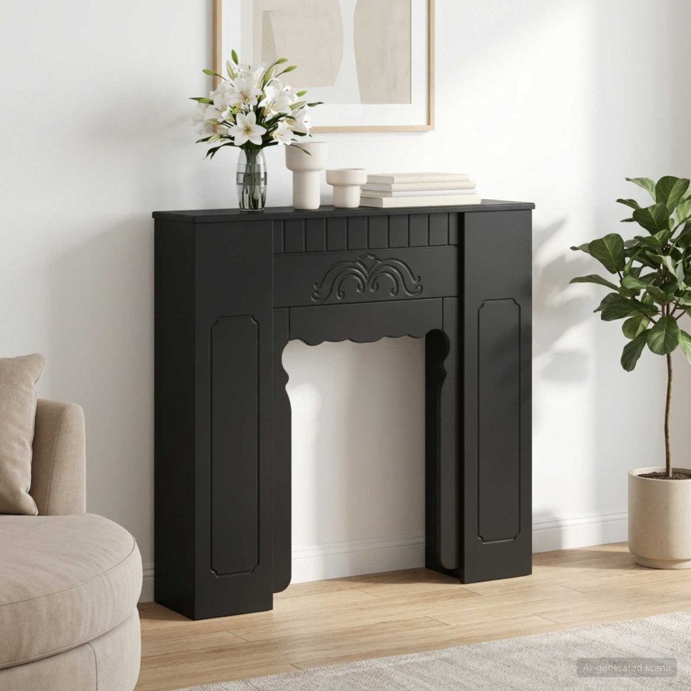 vidaXL Eldstadsram Svart 93 x 20 x 89 cm Konstruerat trä