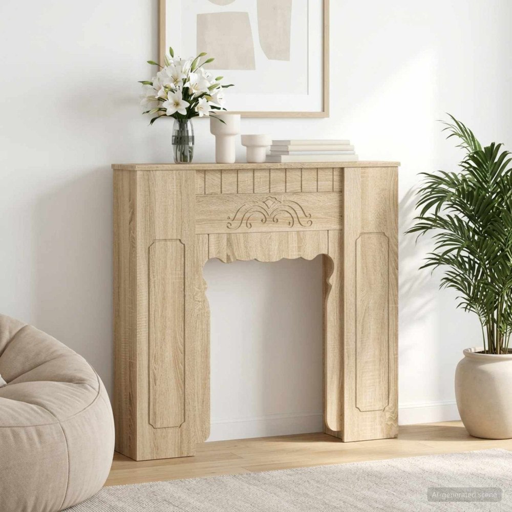 vidaXL Eldstadsram Sonoma-ek 93 x 20 x 89 cm Konstruerat trä