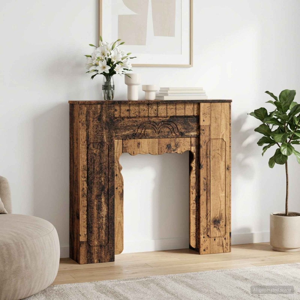 vidaXL Eldstadsram Gammalt trä 93 x 20 x 89 cm Konstruerat trä