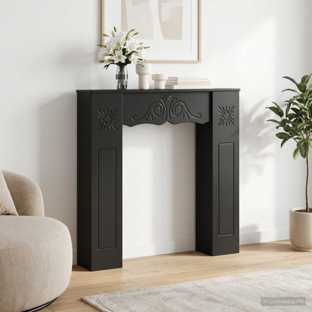 vidaXL Eldstadsram Svart 102 x 20 x 102 cm Konstruerat trä