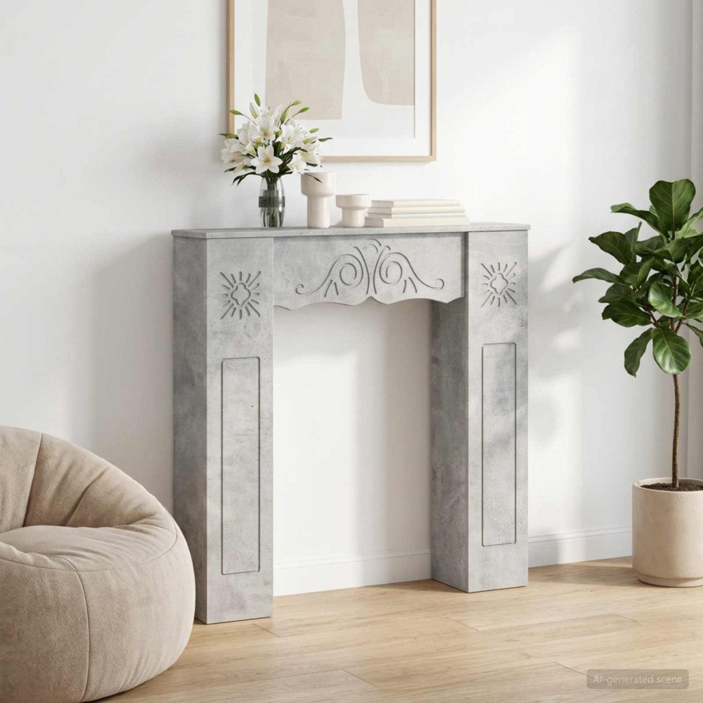 vidaXL Eldstadsram Betonggrå 102 x 20 x 102 cm Konstruerat trä