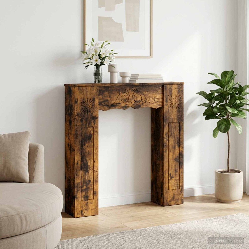 vidaXL Eldstadsram Rökt ek 102 x 20 x 102 cm Konstruerat trä