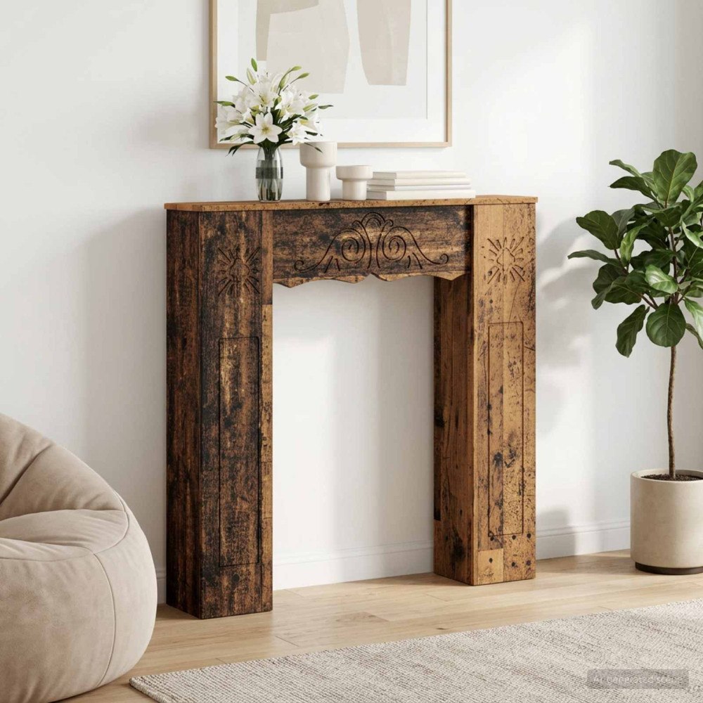 vidaXL Eldstadsram Gammalt trä 102 x 20 x 102 cm Konstruerat trä