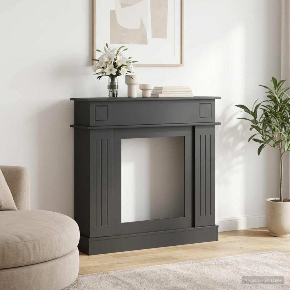 vidaXL Eldstadsram Svart 102 x 26 x 100 cm Konstruerat trä