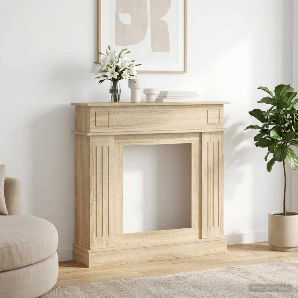 vidaXL Eldstadsram Sonoma-ek 102 x 26 x 100 cm Konstruerat trä
