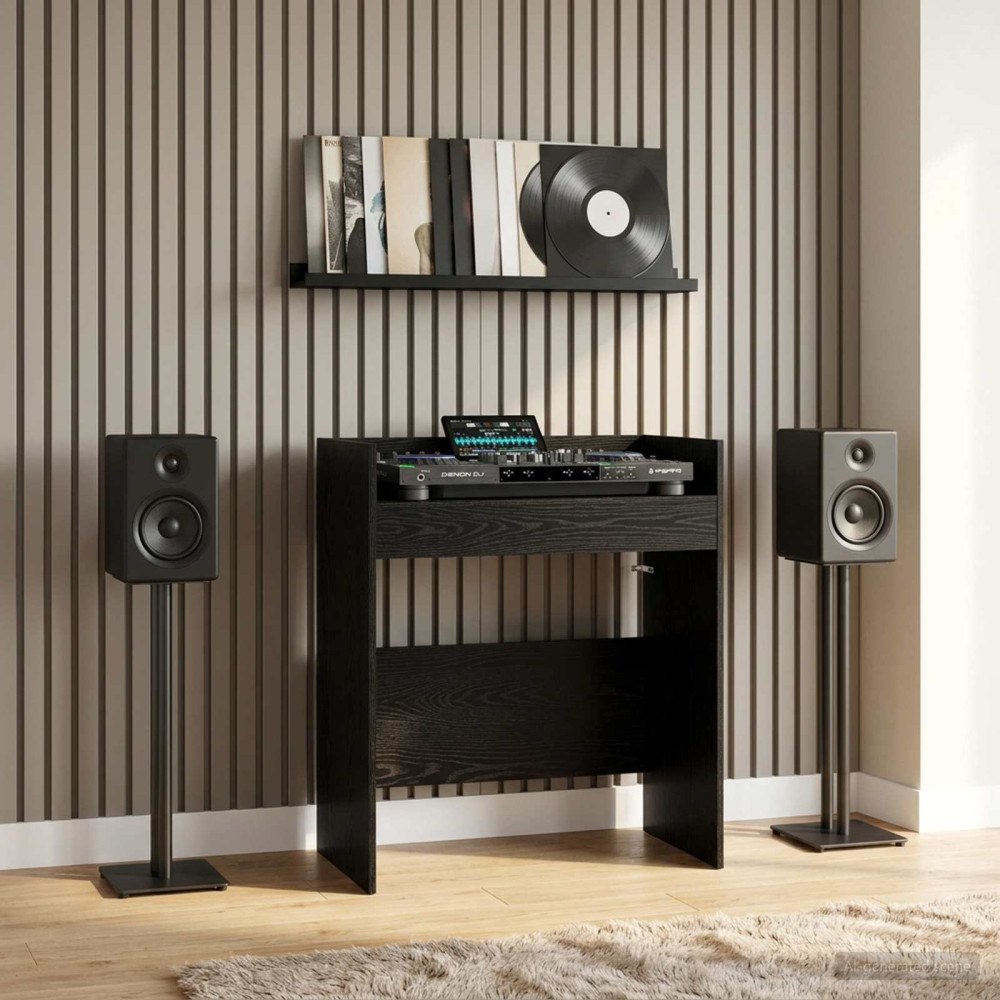 vidaXL DJ-bord Svart ek 102 x 45 x 102 cm Konstruerat trä