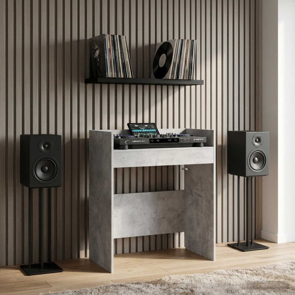 vidaXL DJ-bord Betonggrå 102 x 45 x 102 cm Konstruerat trä