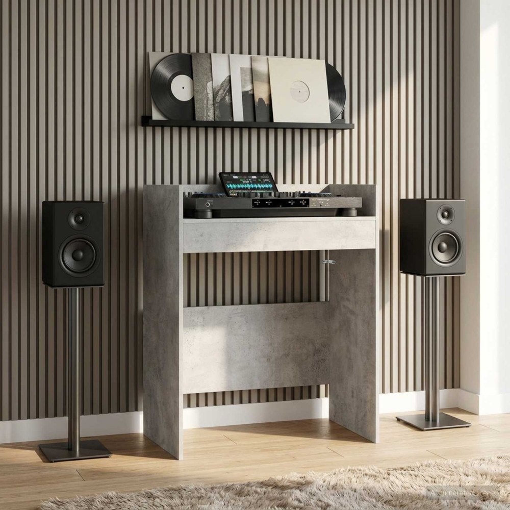 vidaXL DJ-bord Betonggrå 82 x 45 x 102 cm Konstruerat trä