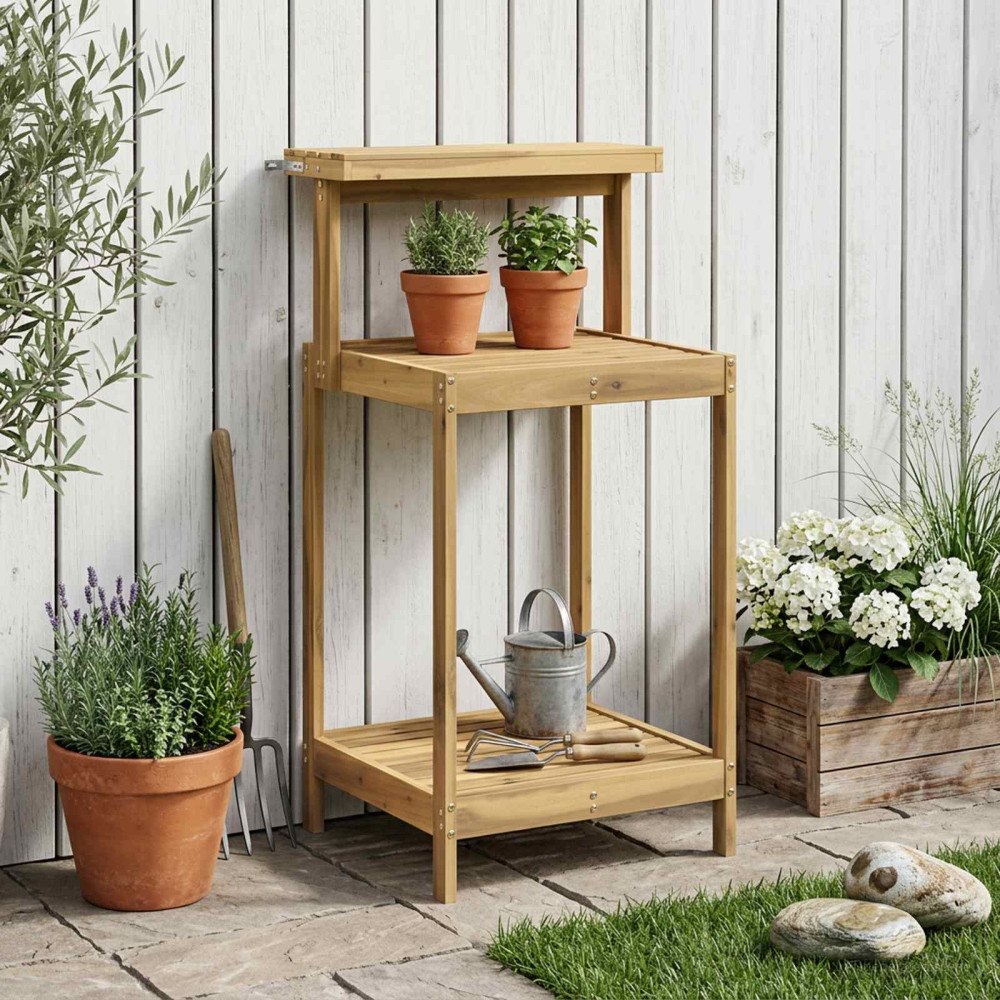 vidaXL Utomhus planteringsbänk 56,5 x 48,5 x 107 cm Massivt Akaciaträ