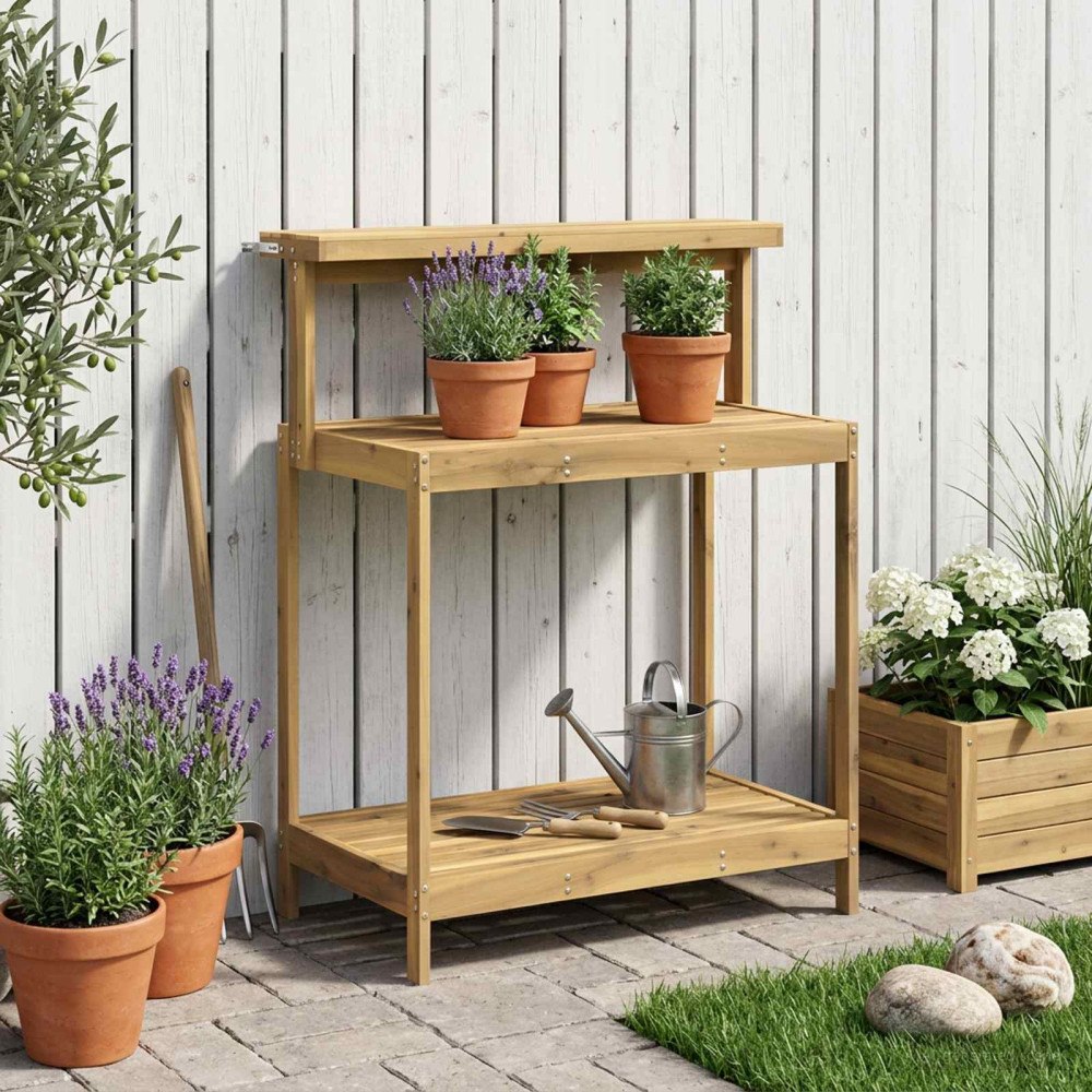 vidaXL Utomhus planteringsbänk 86,5 x 48,5 x 106 cm Massivt Akaciaträ