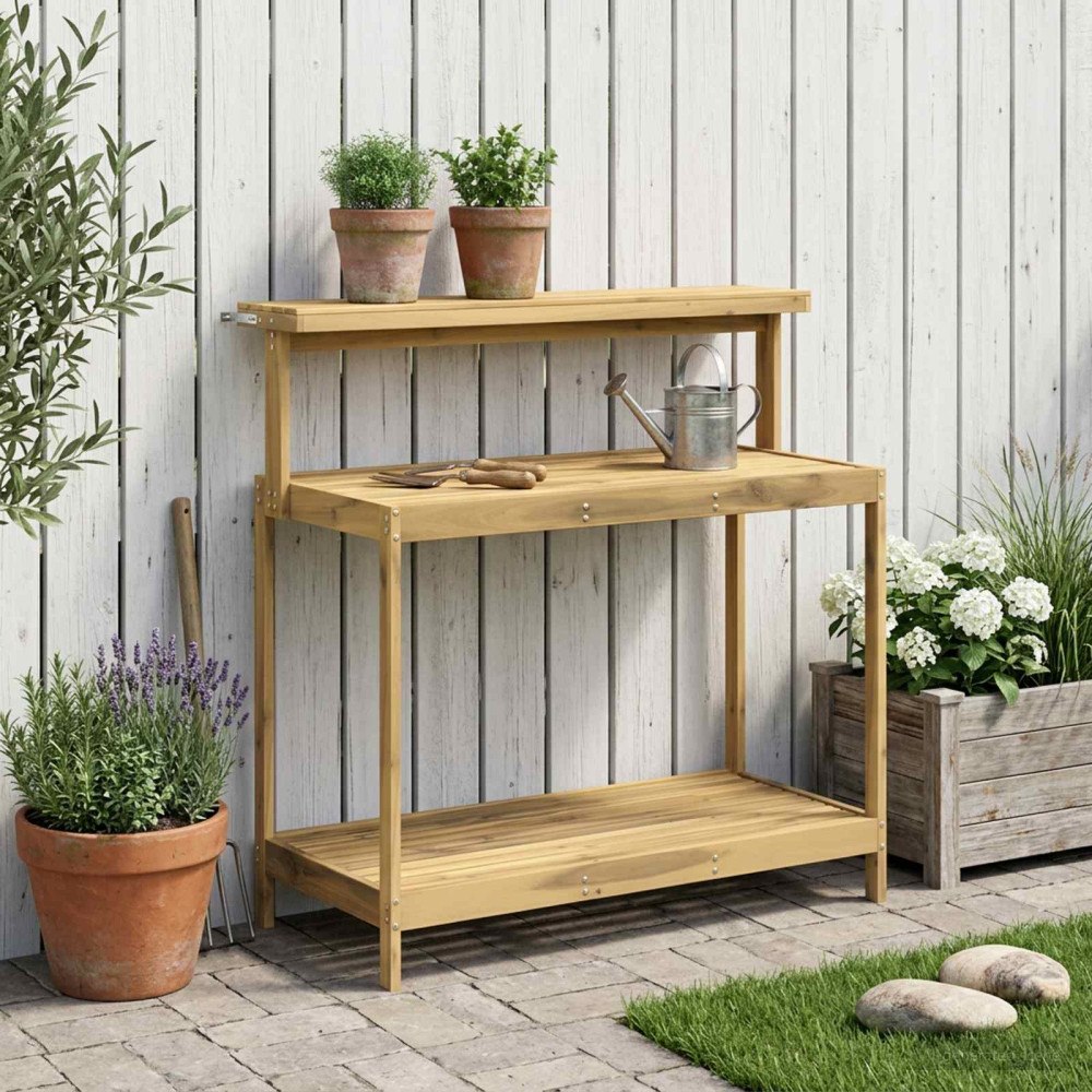 vidaXL Utomhus planteringsbänk 111,5 x 48,5 x 107 cm Massivt Akaciaträ