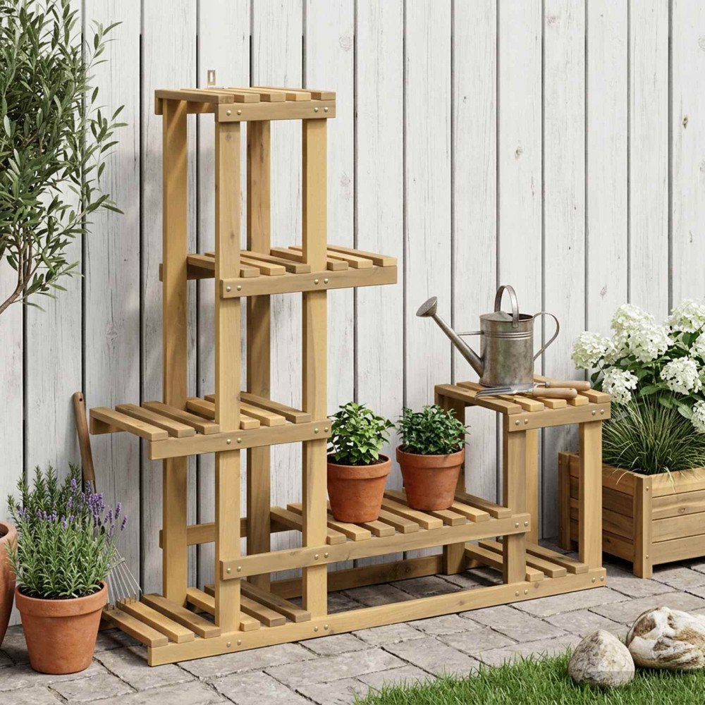 vidaXL Växtställ Vit 93,5 x 25 x 91,5 cm Massivt Akaciaträ