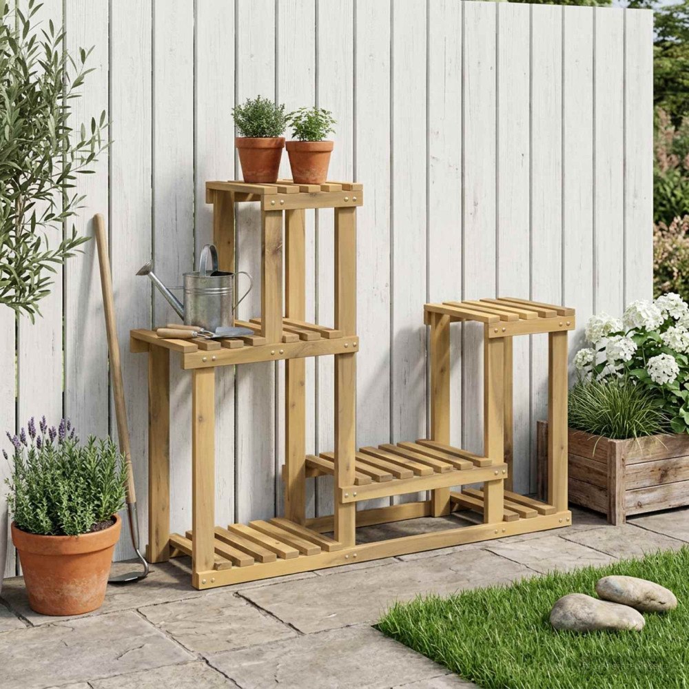 vidaXL Växtställ Vit 90 x 25 x 73 cm Massivt Akaciaträ