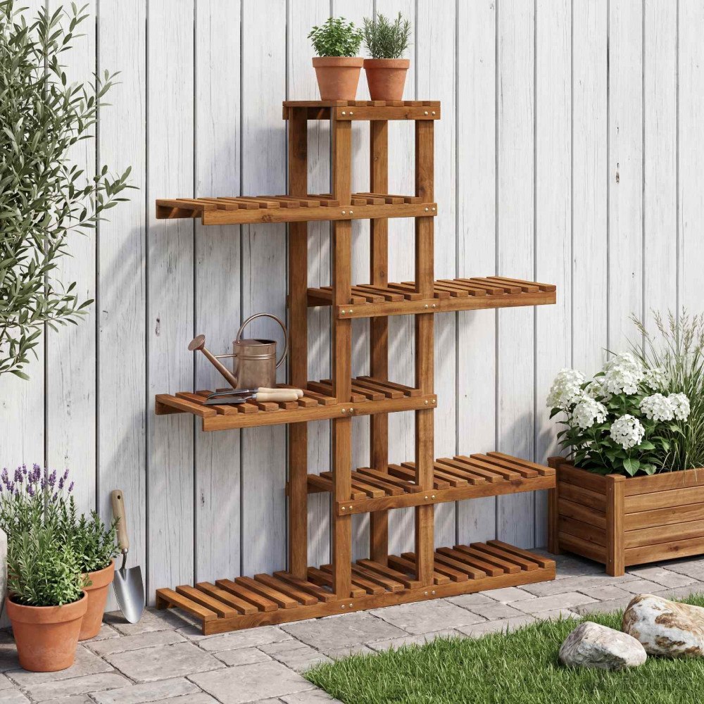 vidaXL Växtställ Naturlig 93 x 25 x 114,5 cm Massivt Akaciaträ