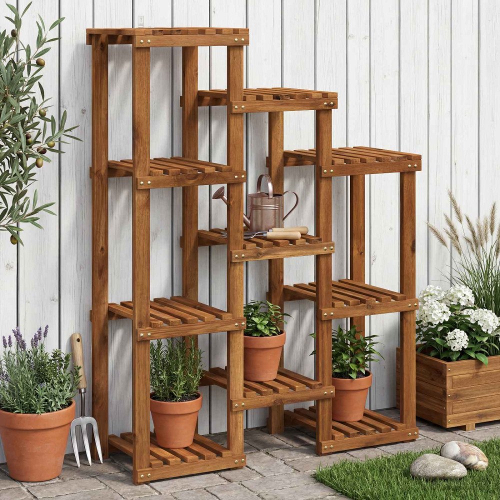 vidaXL Växtställ Naturlig 85 x 30 x 114,5 cm Massivt Akaciaträ
