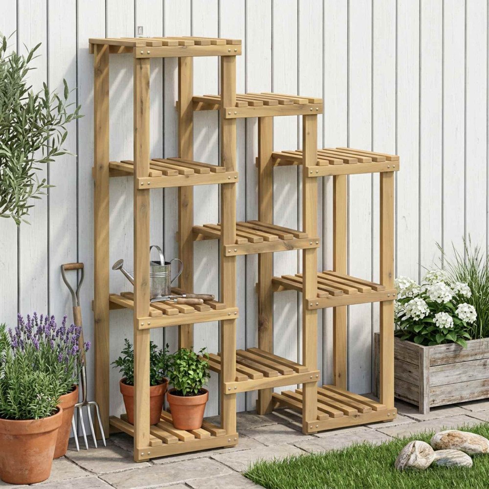 vidaXL Växtställ Vit 85 x 30 x 114,5 cm Massivt Akaciaträ