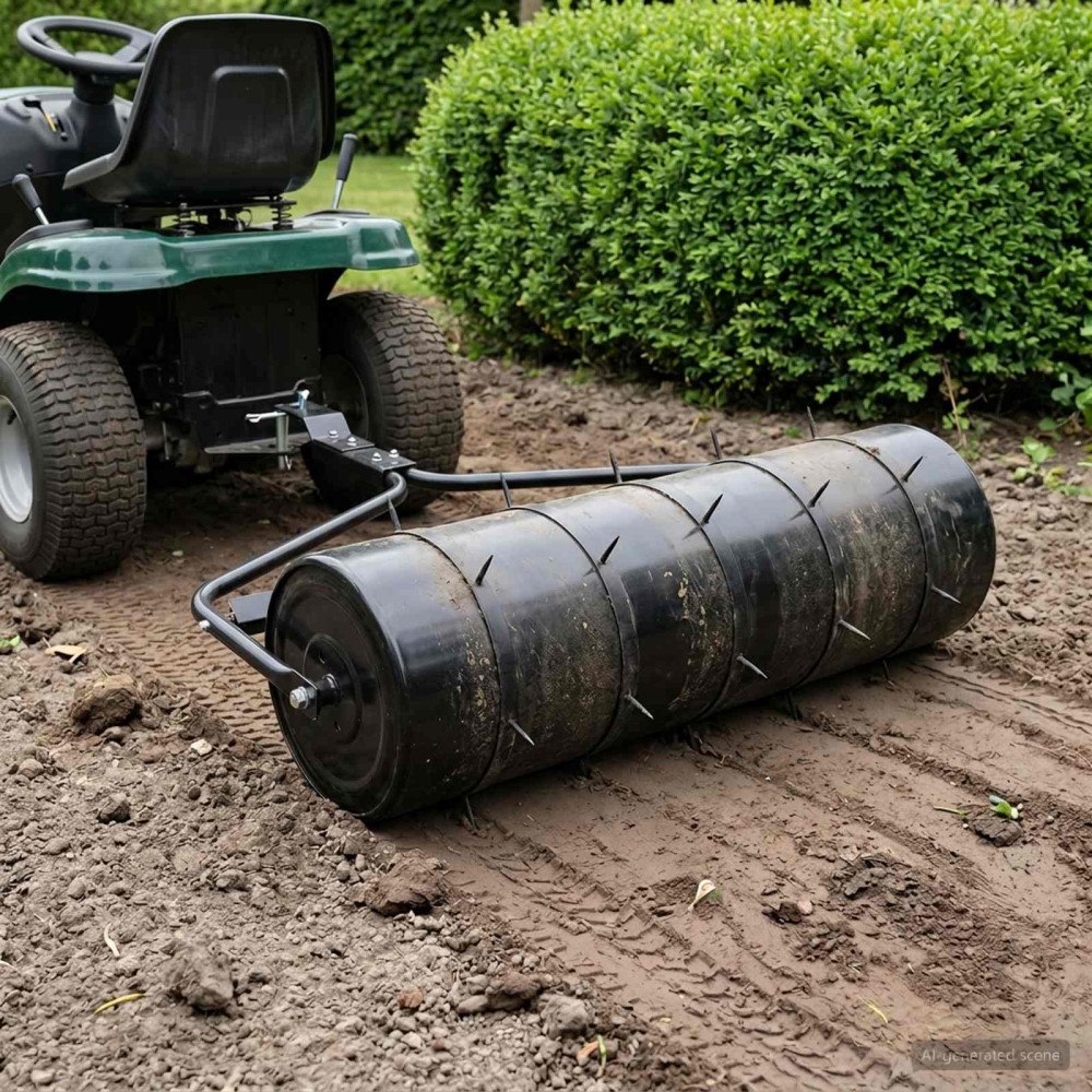 vidaXL Trädgårdsgräsmatta rulle med aeratorklämmor Ø 30 x 90 cm Stål