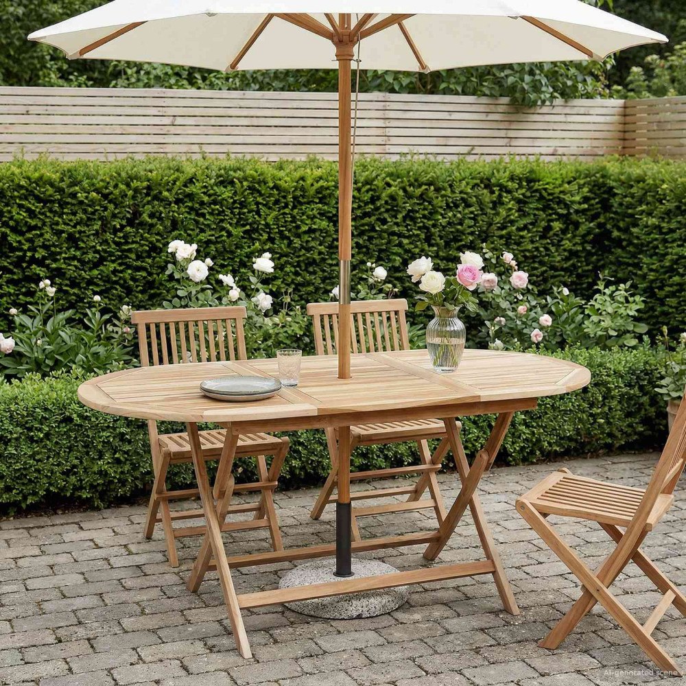 vidaXL Hopfällbart trädgårdsbord Naturlig 160 x 80 x 76 cm