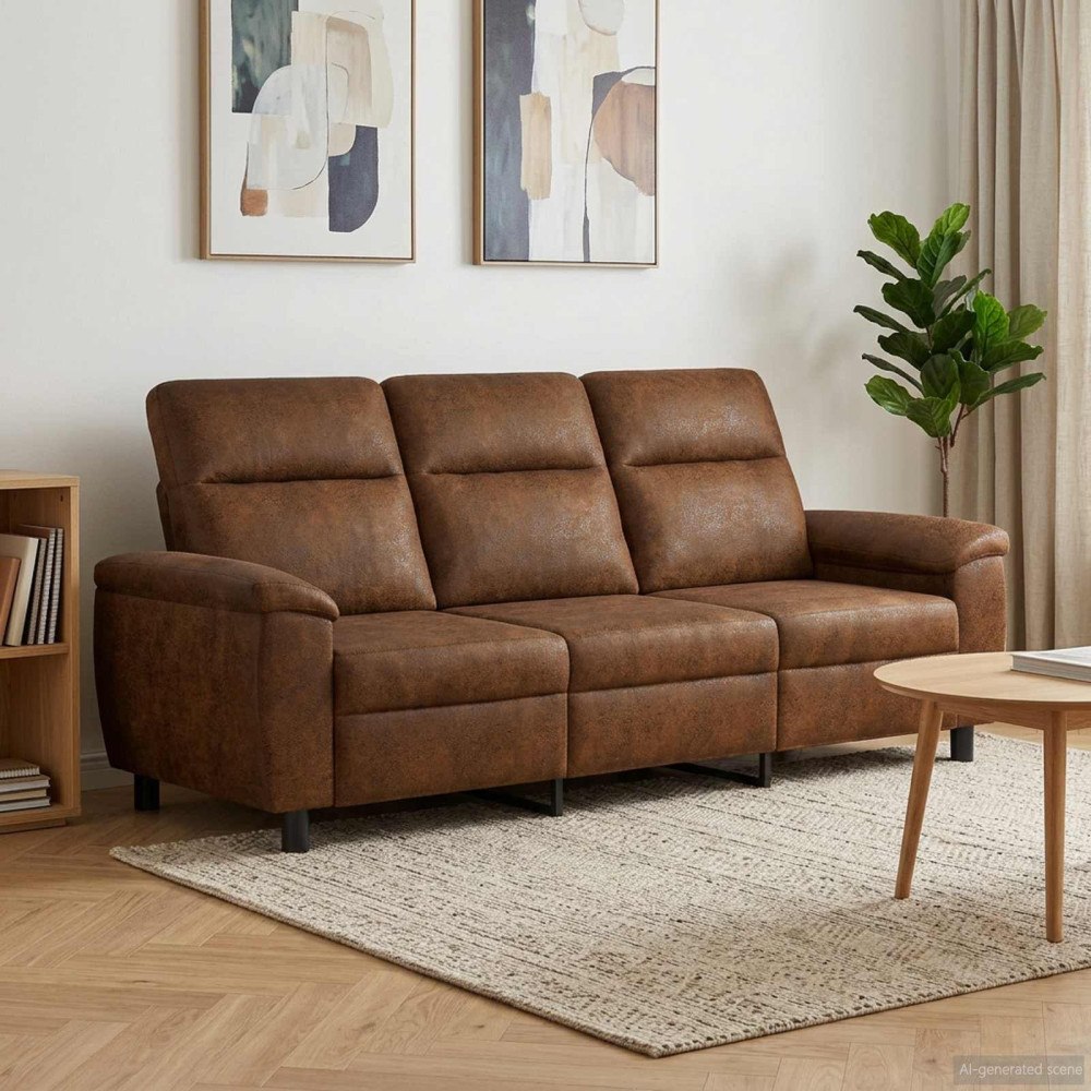 vidaXL Soffa Brun 214 x 90 x 95 cm Faux Mockaläder