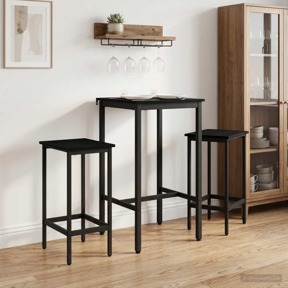 vidaXL Barpall 2 st Svart ek 40 x 32 x 64 cm Konstruerat trä