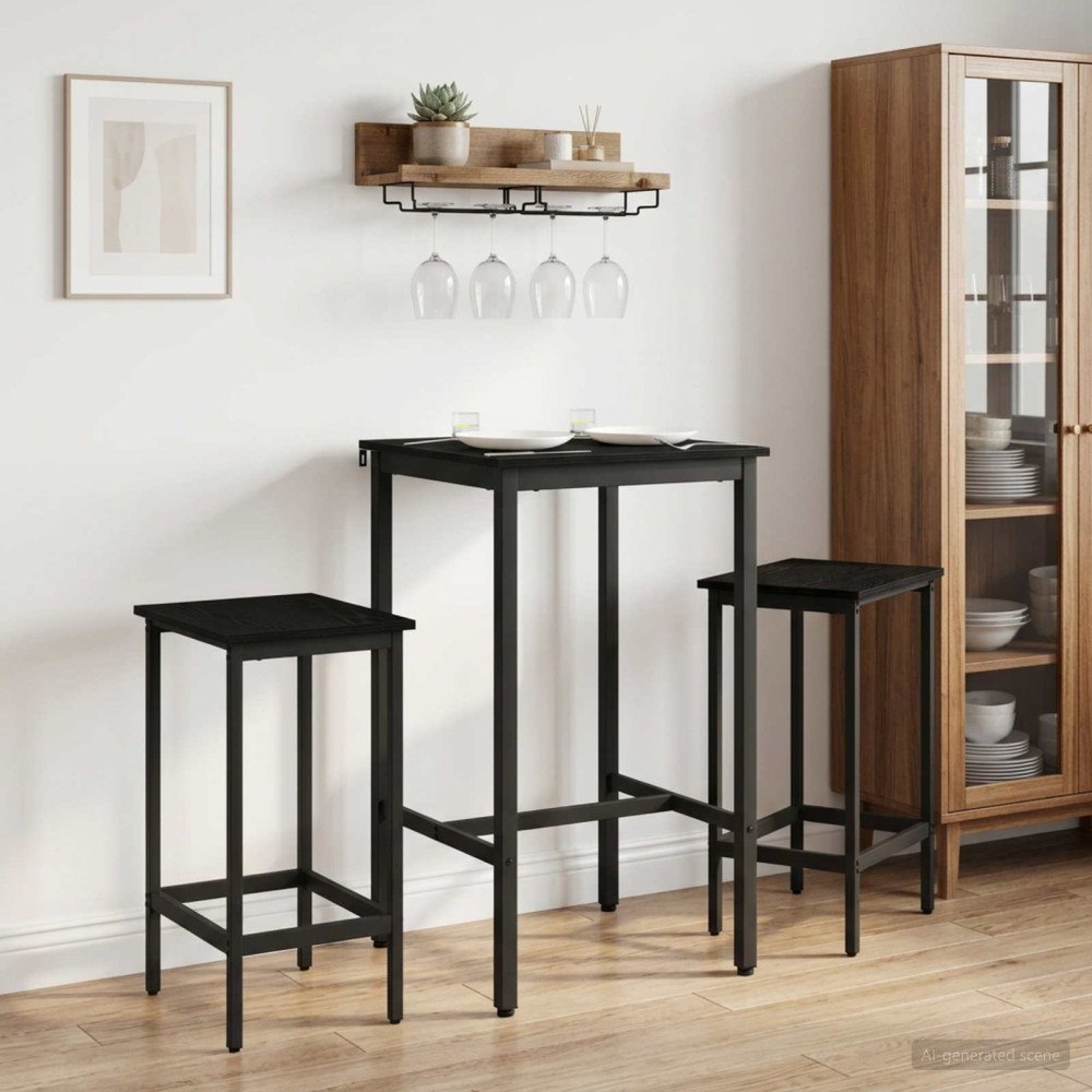 vidaXL Barpall 2 st Svart ek 40 x 32 x 74 cm Konstruerat trä