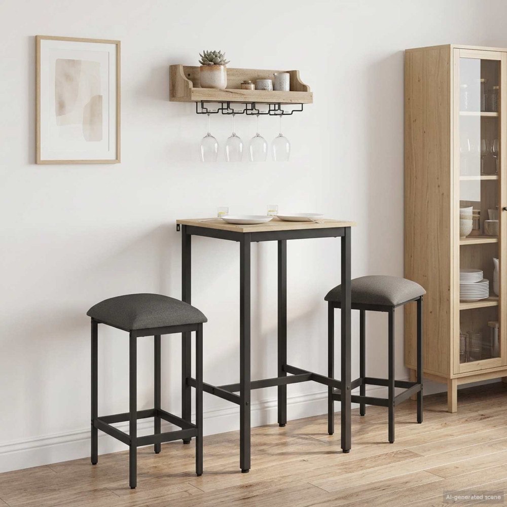 vidaXL Barpall 2 st Ljusgrå 40 x 32 x 64 cm Konstruerat trä