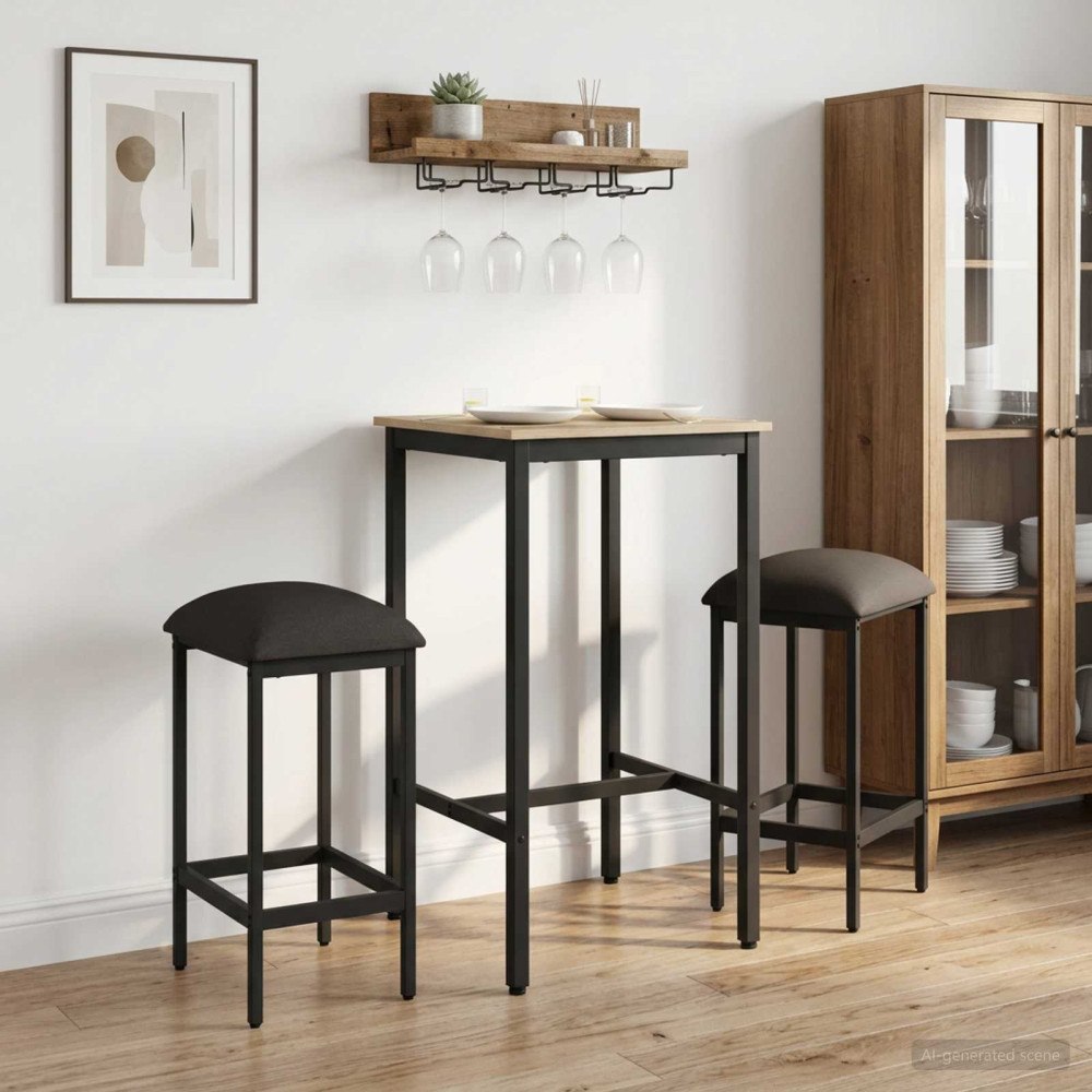 vidaXL Barpall 2 st Mörkgrå 40 x 32 x 64 cm Konstruerat trä
