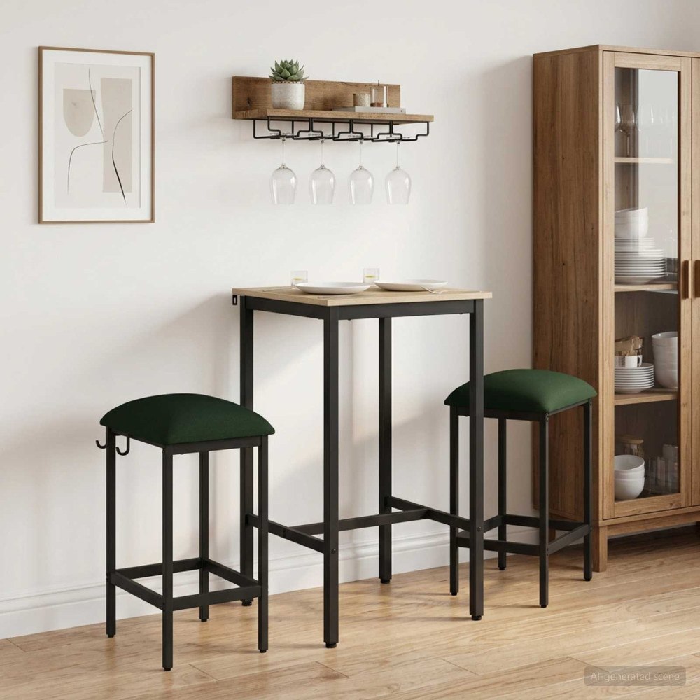 vidaXL Barpall 2 st Mörkgrön 40 x 32 x 64 cm Konstruerat trä